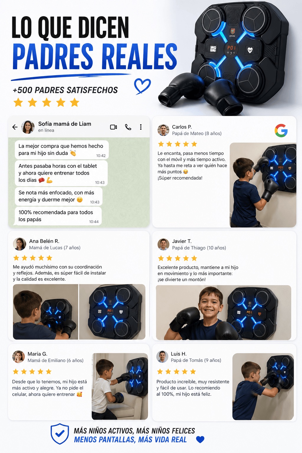 Lo que dicen padres reales — +500 padres satisfechos