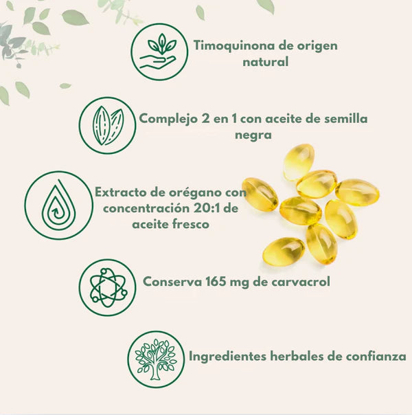 Doble potencia herbal: orégano + semilla negra